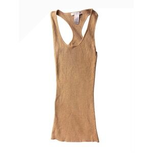Y2K Charlotte Russe‎ Ribbed Sparkled Tank Top Womens Small Gold